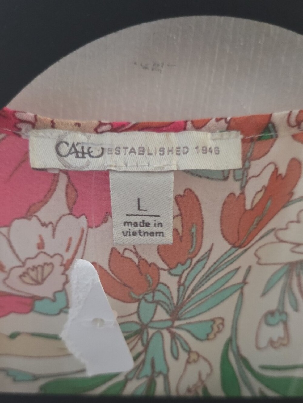 Cato Floral Open Cardigan - Pink, Orange, Green on Cream - Picture 2 of 3